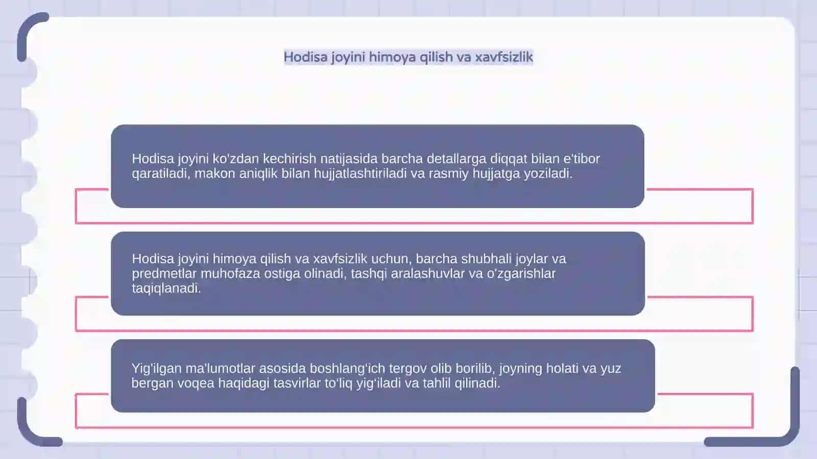 Kriminalistika fanida hodisa joyini ko'zdan kechirish natijasini qayd etish 4