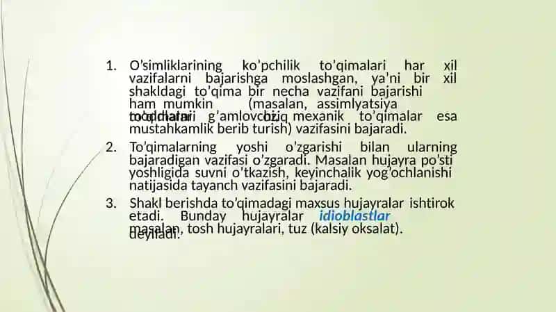 O‘simoqlik to‘qimalari 4