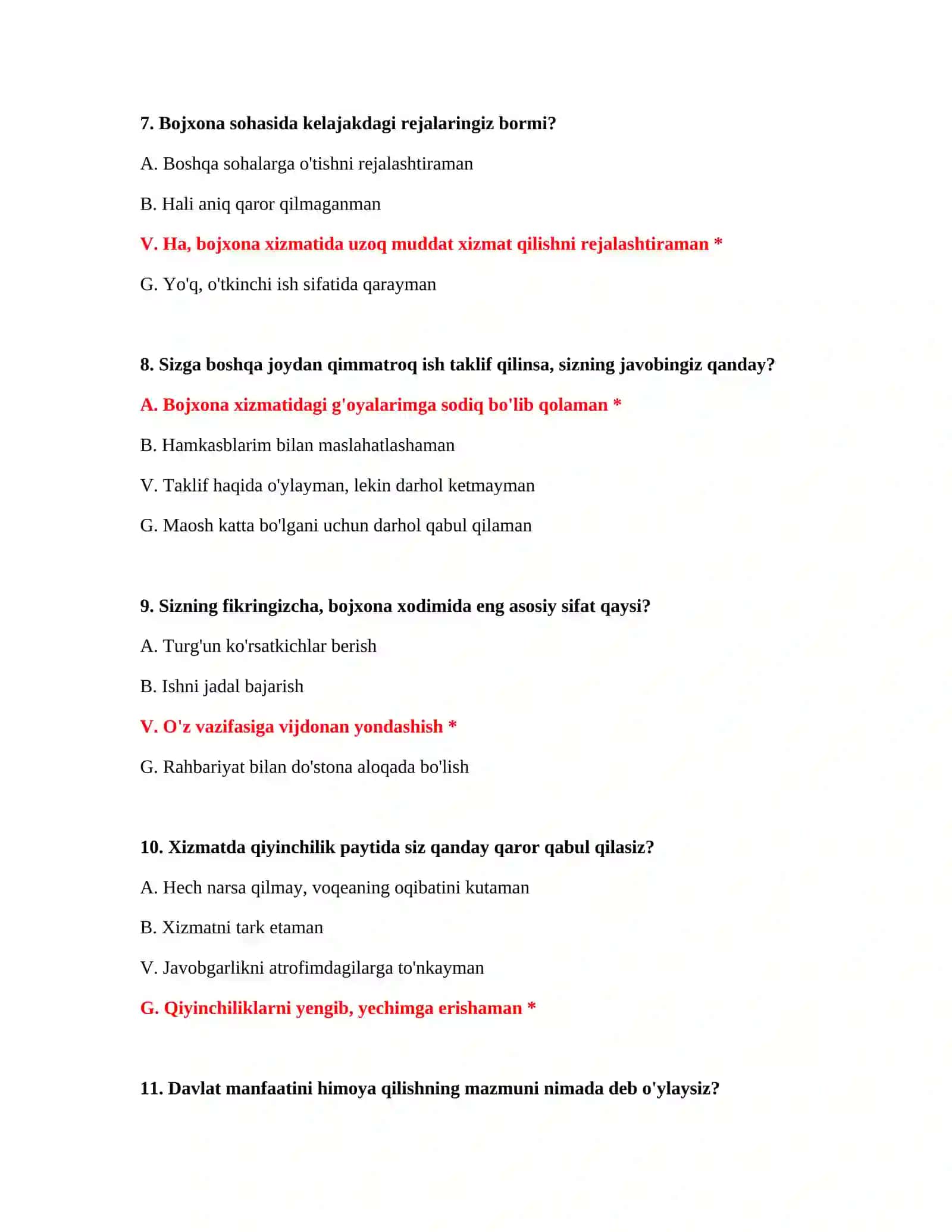 BOJXONA AKADEMIYASI IMTIHONGA TAYYORLANISH IQ TESTLARI 4