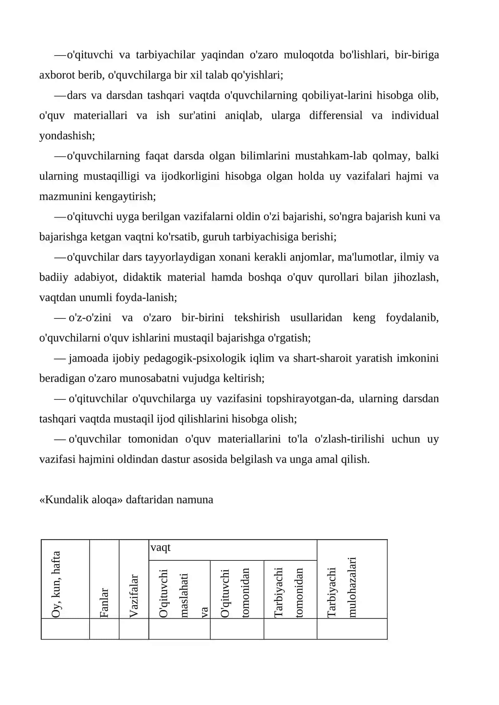 KUNI UZAYTIRILGAN SINF, GURUH VA MAKTAB-INTERNATLARDA BOSHLANG'ICH SINF O'QUVCHILARINING MUSTAQIL DARS TAYYORLASHI VA ULARGA PEDAGOGIK RAHBARLIK 4