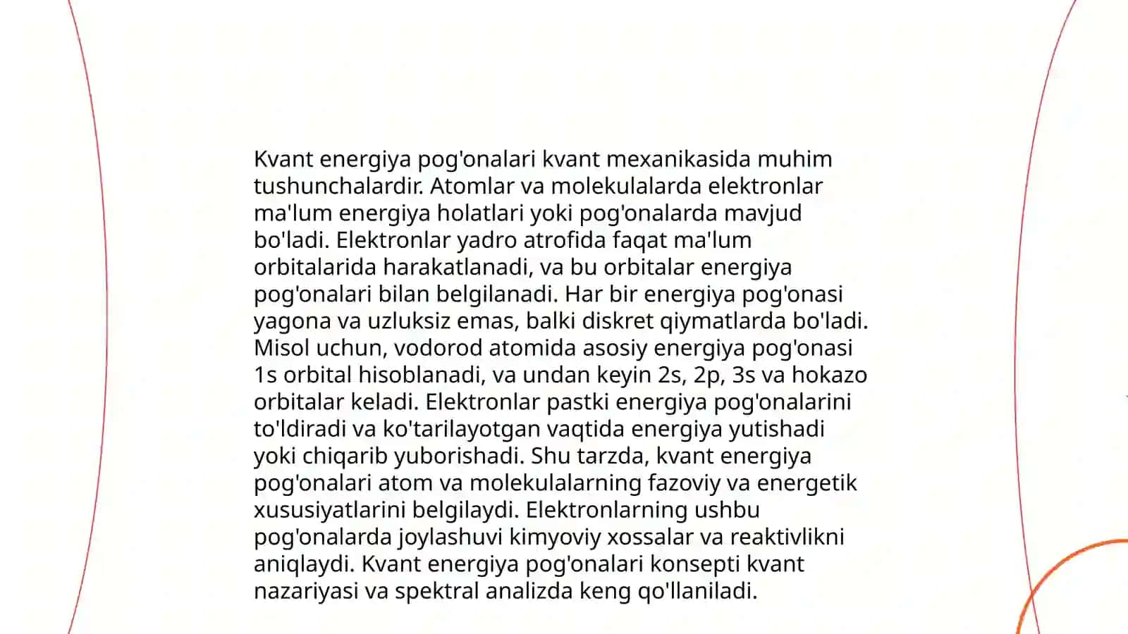 Energiya pog'onalari va ularni sinflanishi. Normal tebranishning o'ziga xosligi 4
