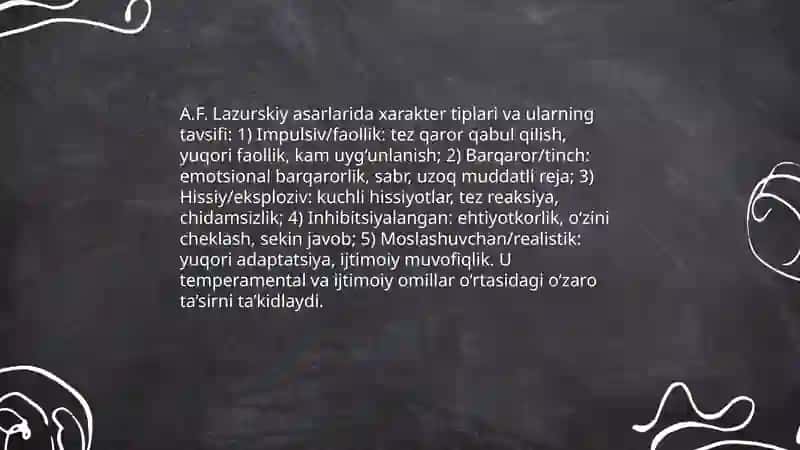 A.F. Lazurskiy ishlarida xarakter psixologiyasi 4