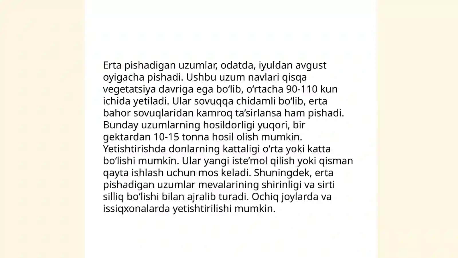 Uzumning juda erta va erta muddatlarda pishadigan navlari 4