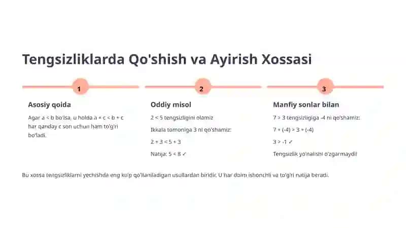 Sonli tengsizliklarning asosiy xossalari 4