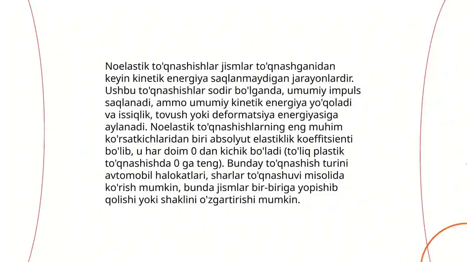Elastik va noelastik to'qnashishlar 4