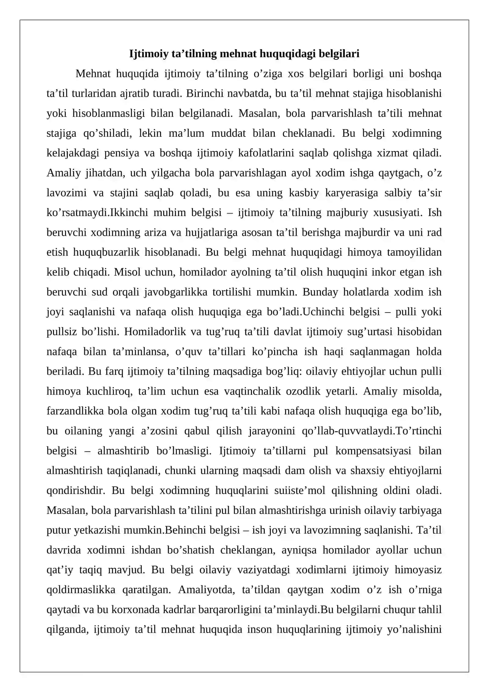 Ijtimoiy ta’til tushunchasi va turlari 4