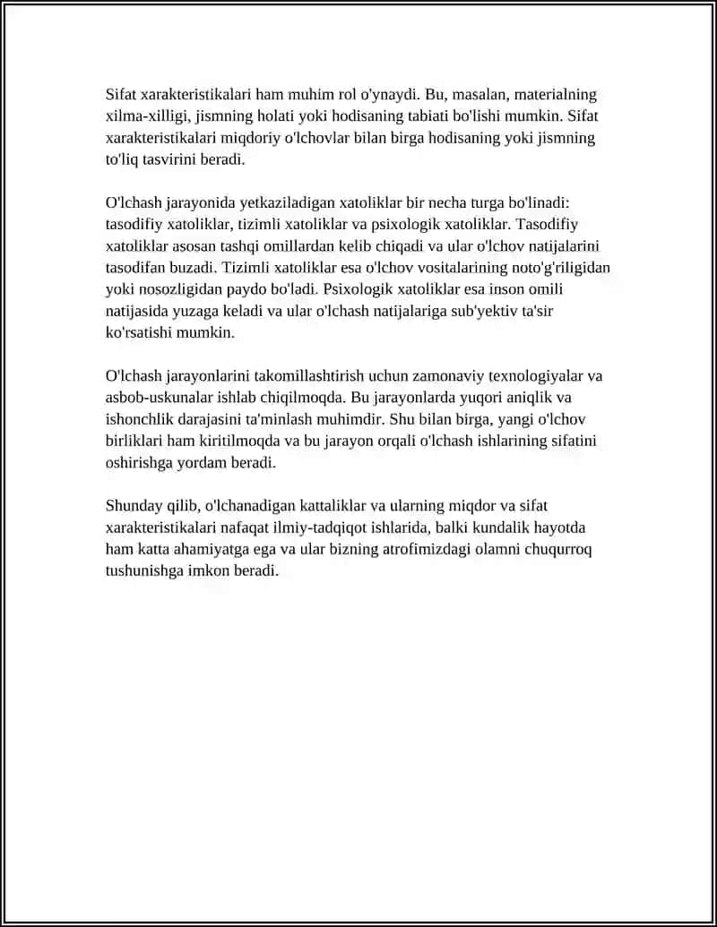 O'LCHANADIGAN KATTALIKLARNING MIQDOR VA SIFAT XARAKTERISTIKALARI 4