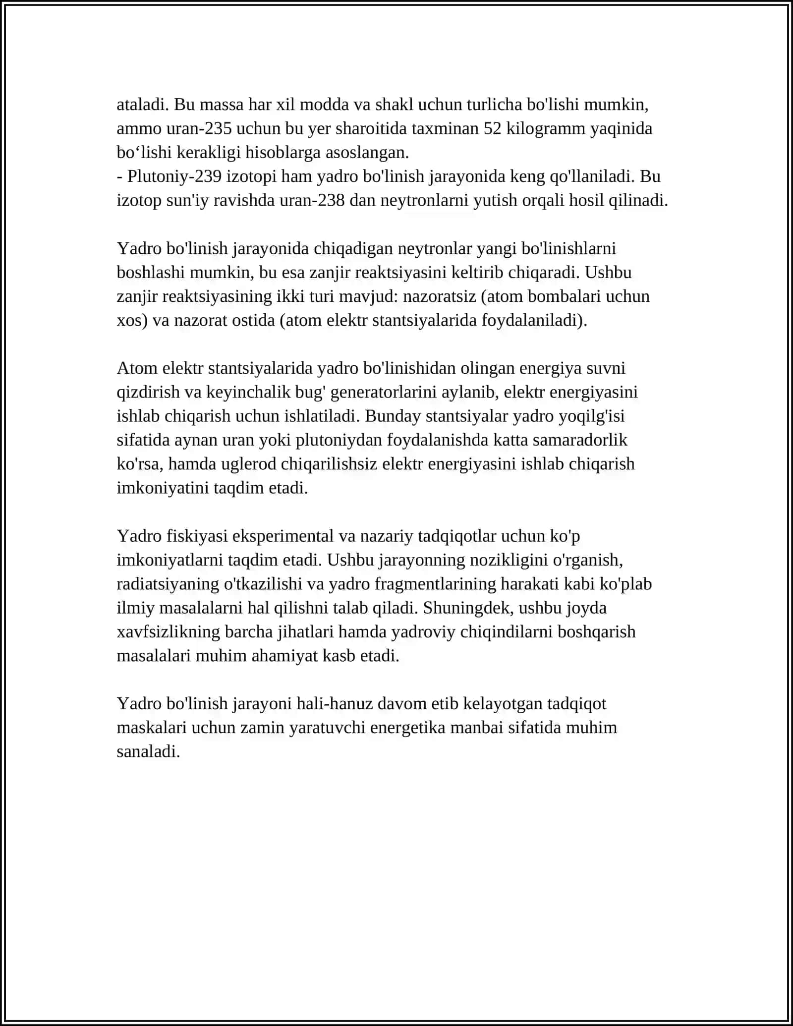 YADROLAR BOʻLINISH REAKSIYALAR.ZANJIR REAKSIYALAR 4