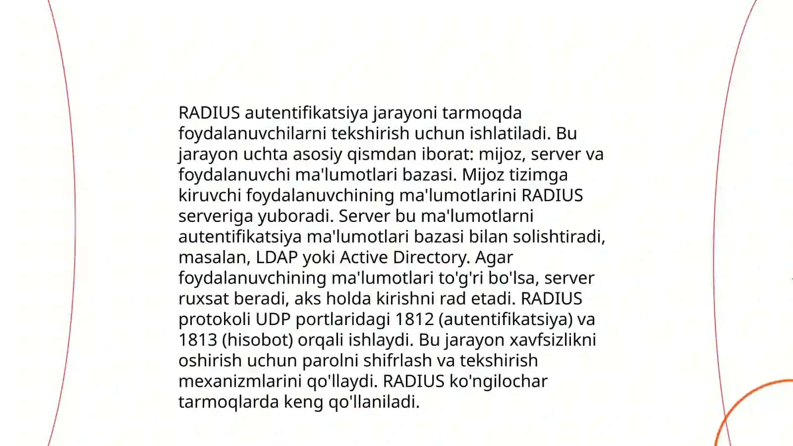 RADIUS autentifikatsiya seryerlari ATM tarmoqlari 4
