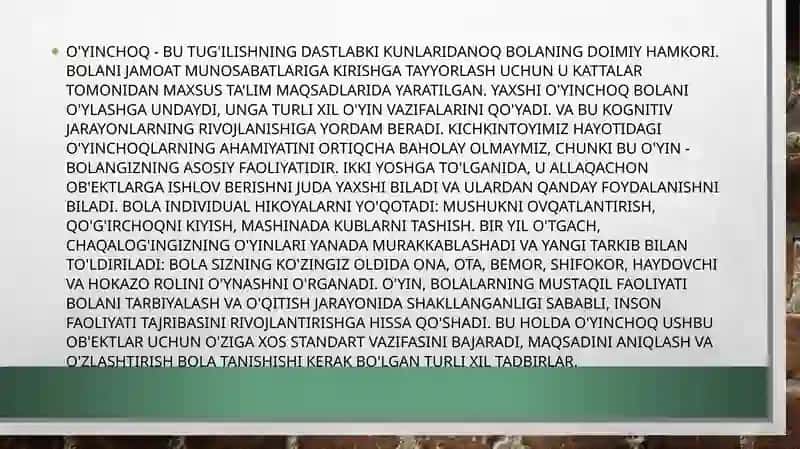 O'yinchoqlar tarbiyasi 4