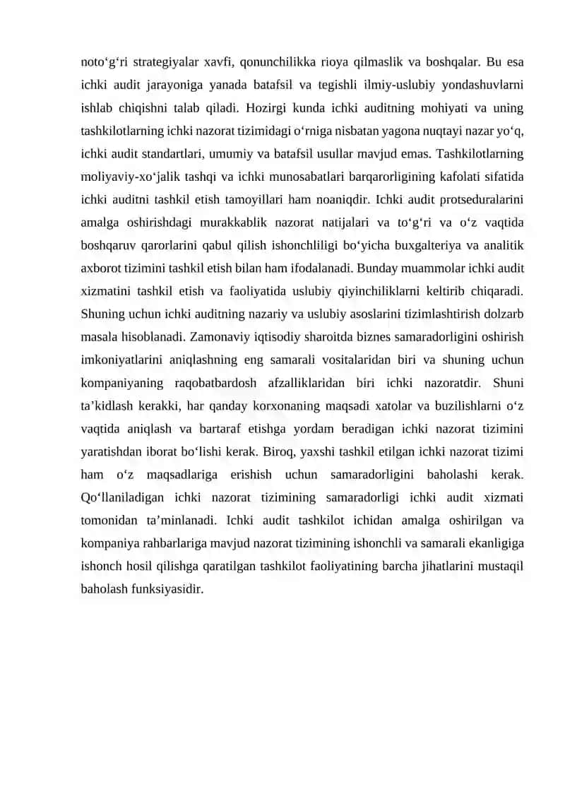 Auditorlik tekshirish vaqtida buxgalteriya hisobi tizimi va ichki nazoratni o’rganish 4