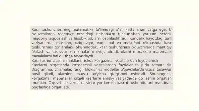 Kasrtushunchasi bilan tanishtirish metodikasi 4
