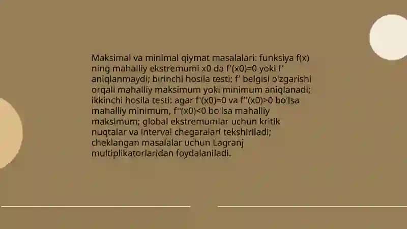 Diferinsial hisobning ba'zi tatbiqlari 4