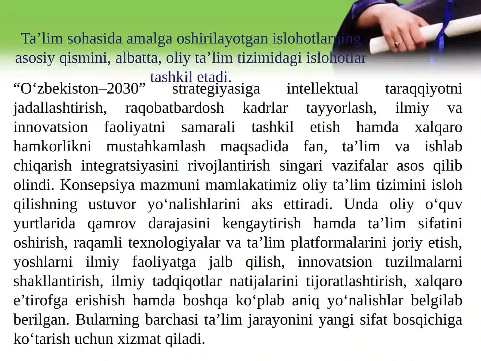 O`zbekiston Respublikasi`ta`limtiziminingrivojlanishiningkonseptualasoslari 4