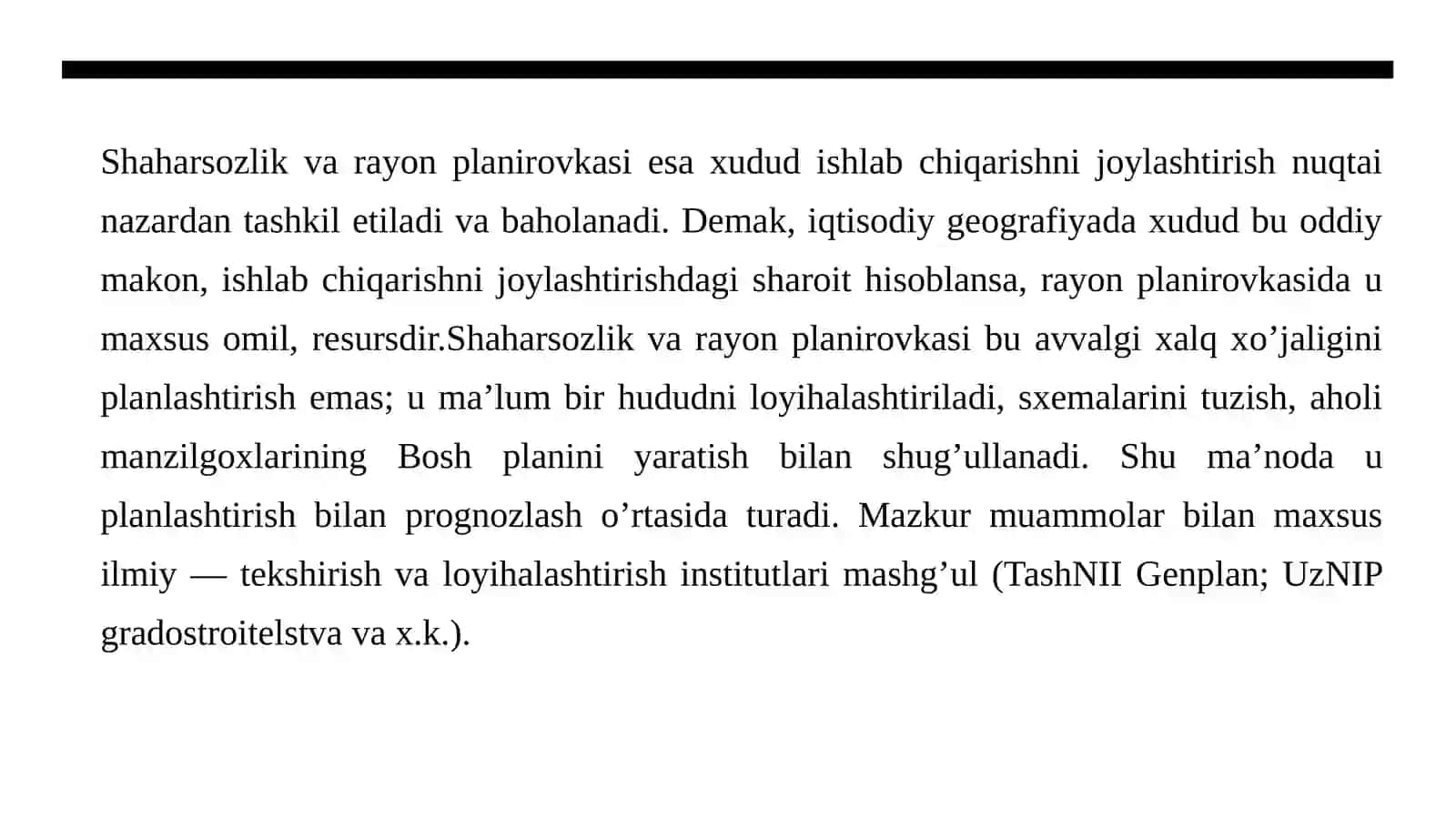 Shaharsozlik va shaharlarning bosh rejasi 4