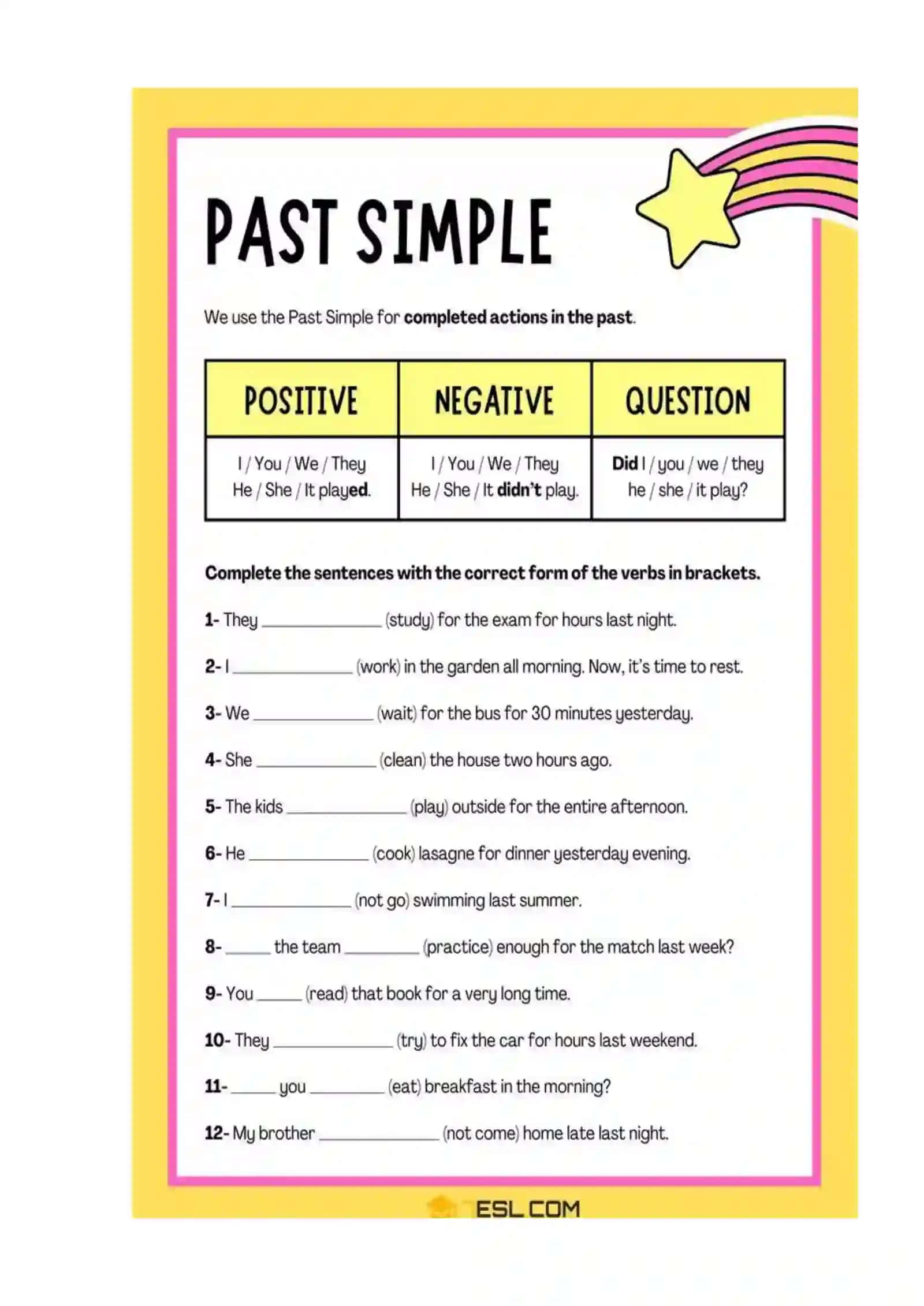 Simple Past Tense 4
