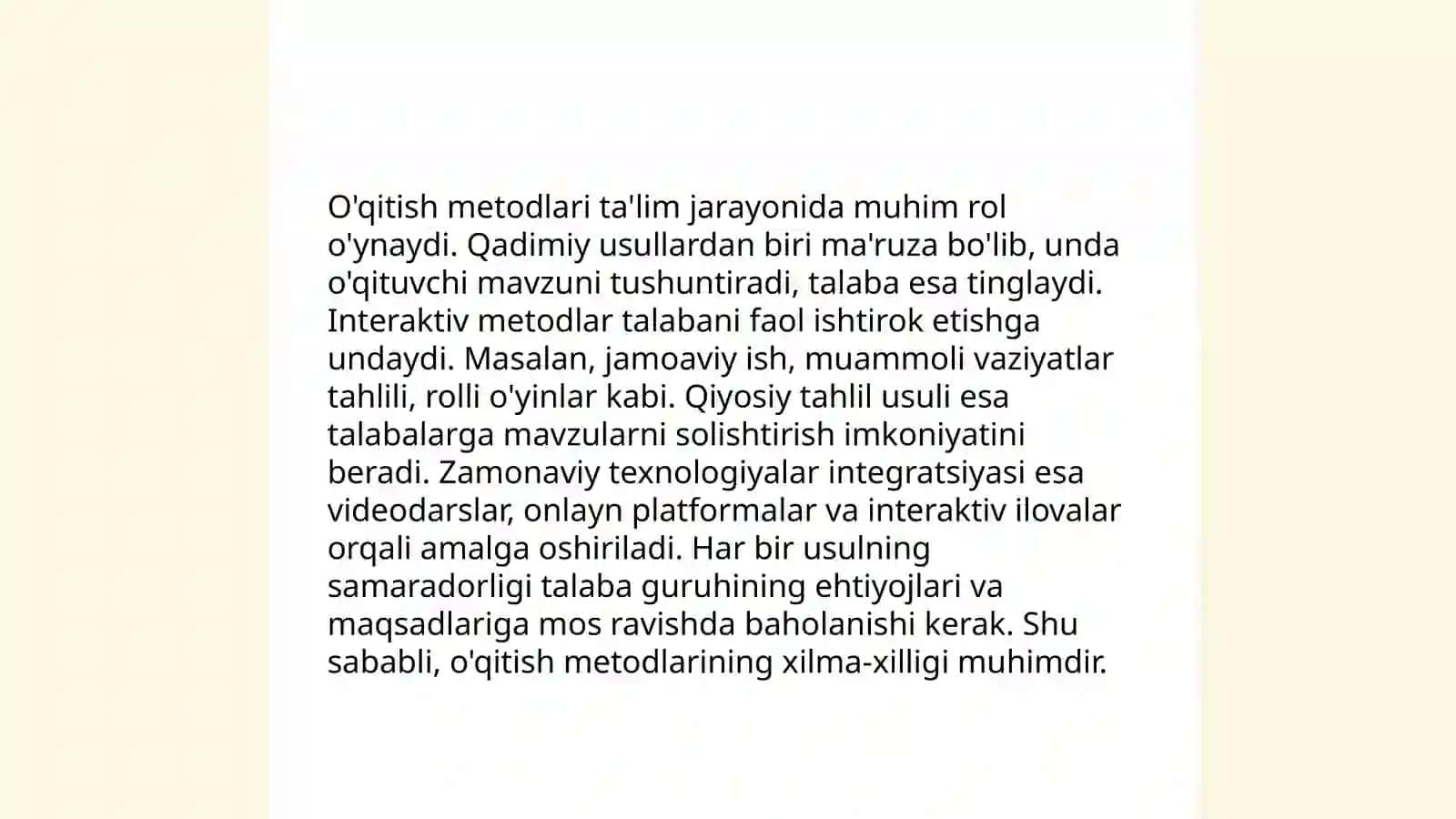 Tarbiya fanini o’qitish shakllari 4