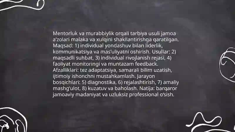 Jamoani rivojlanishida tarbiya usullari 4