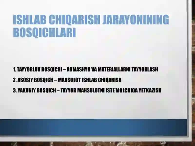 Ishlab chiqarish jarayoni, uning natijalari va samaradorligi 2 4
