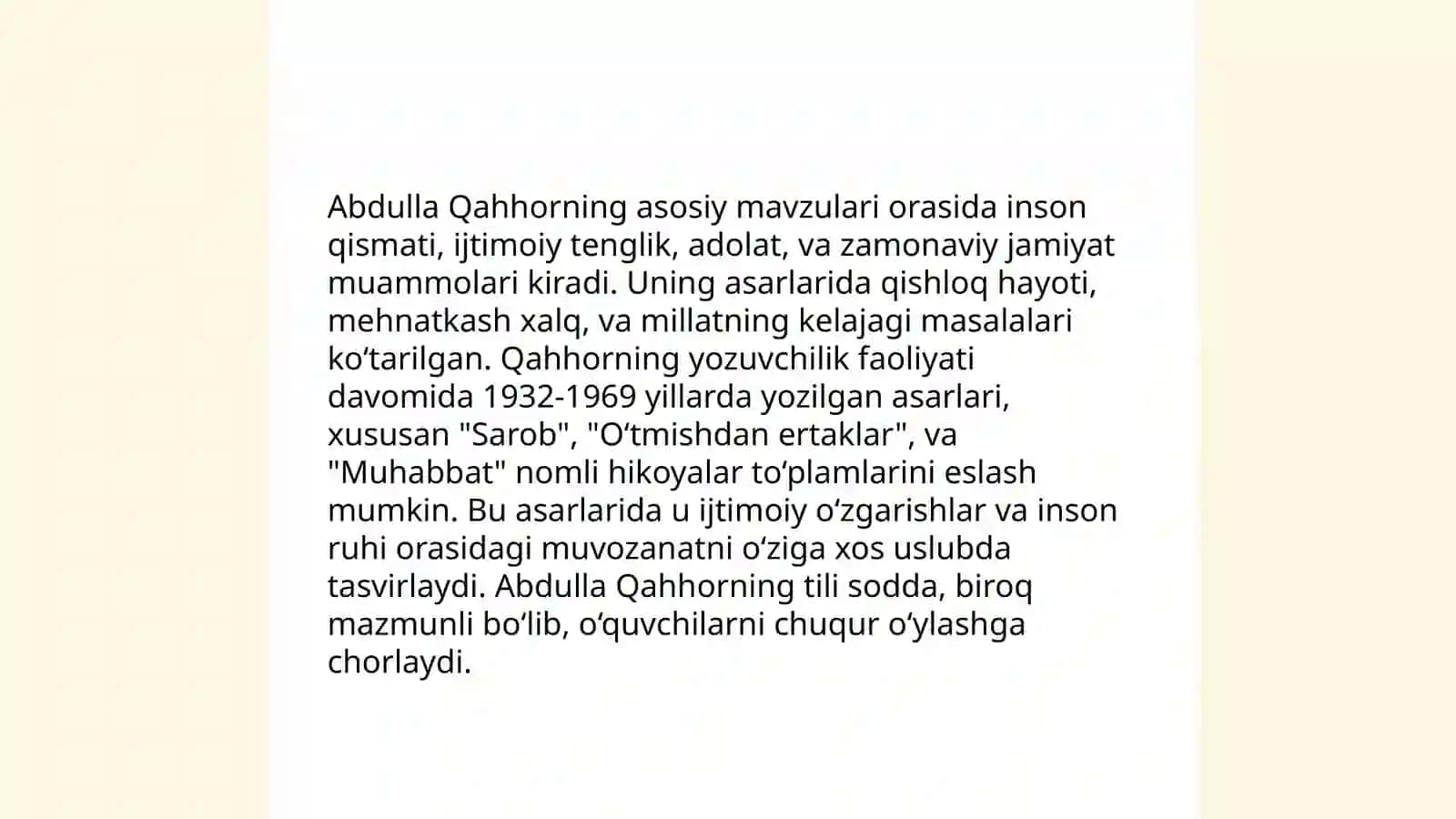 Abdulla Qahhor hikoyalari metodi 4