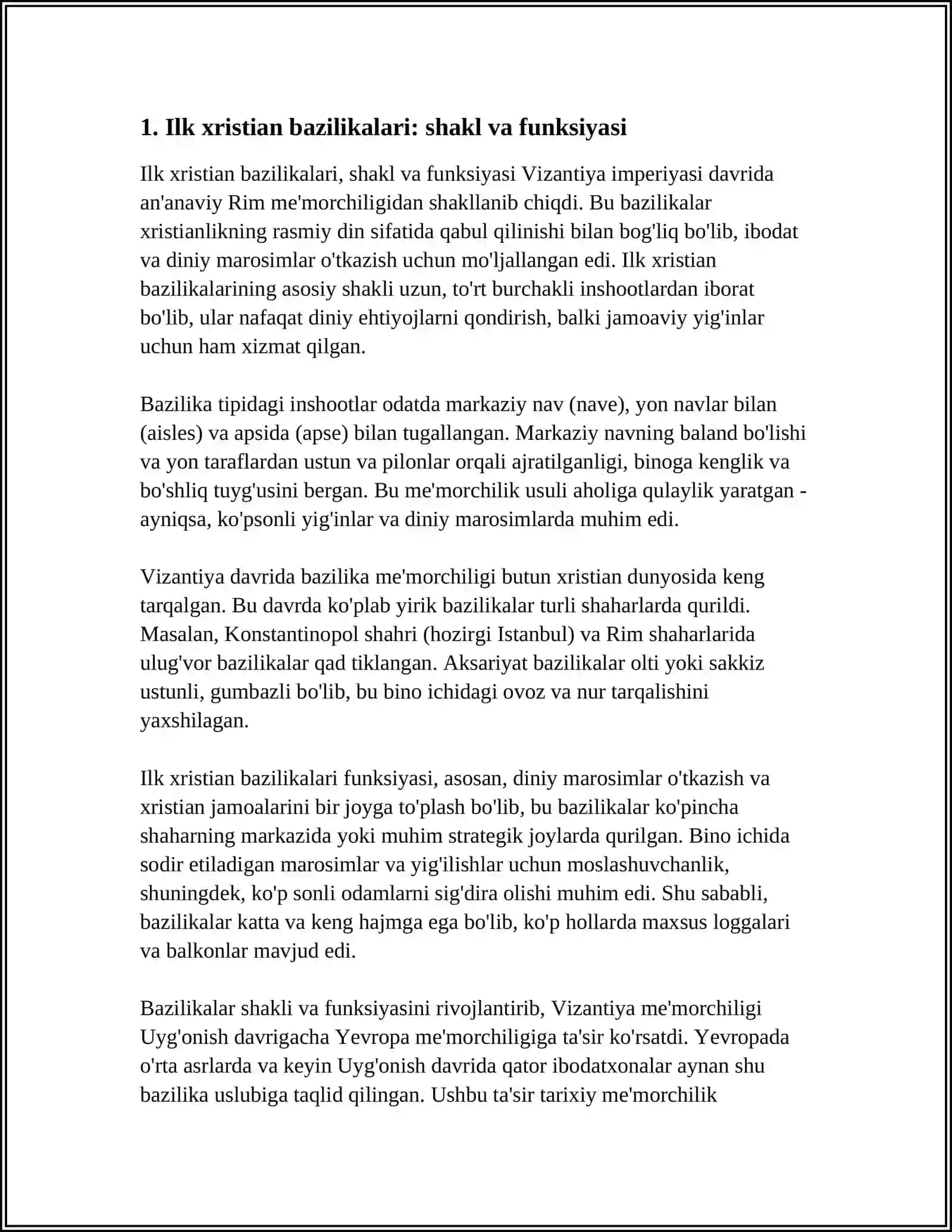 ILK XRISTIAN MEʼMORCHILIGI DAVRIDA VIZANTIYA ARXITEKTURASI VIZANTIYA IMPERIYASIDAN UYGʻONISH DAVRIGA QADAR EVROPA MEʼMORCHILIGI 4