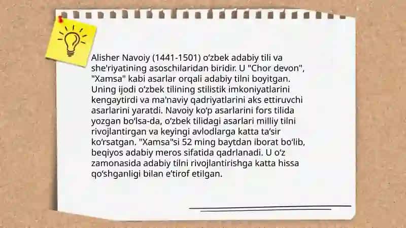 Alisher Navoiy - o'zbek adabiy tilining asoschisi 4
