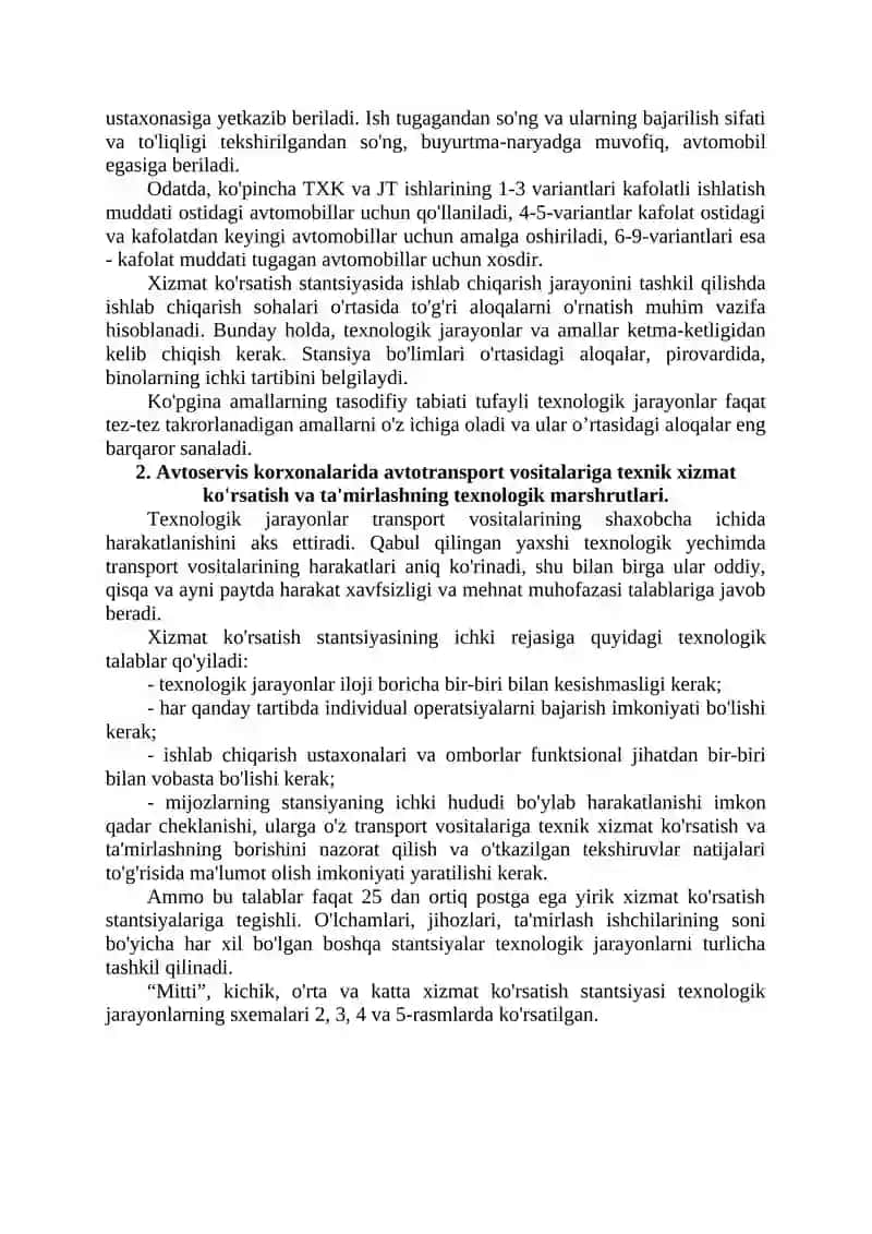 38-Mavzu (nazariy) Avtoservis korxonalarida ishlab chiqarishni tashkil etish 4