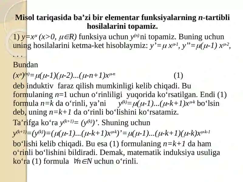 Yuqori tartibli hosilalar, funksiyaning differensiali 4