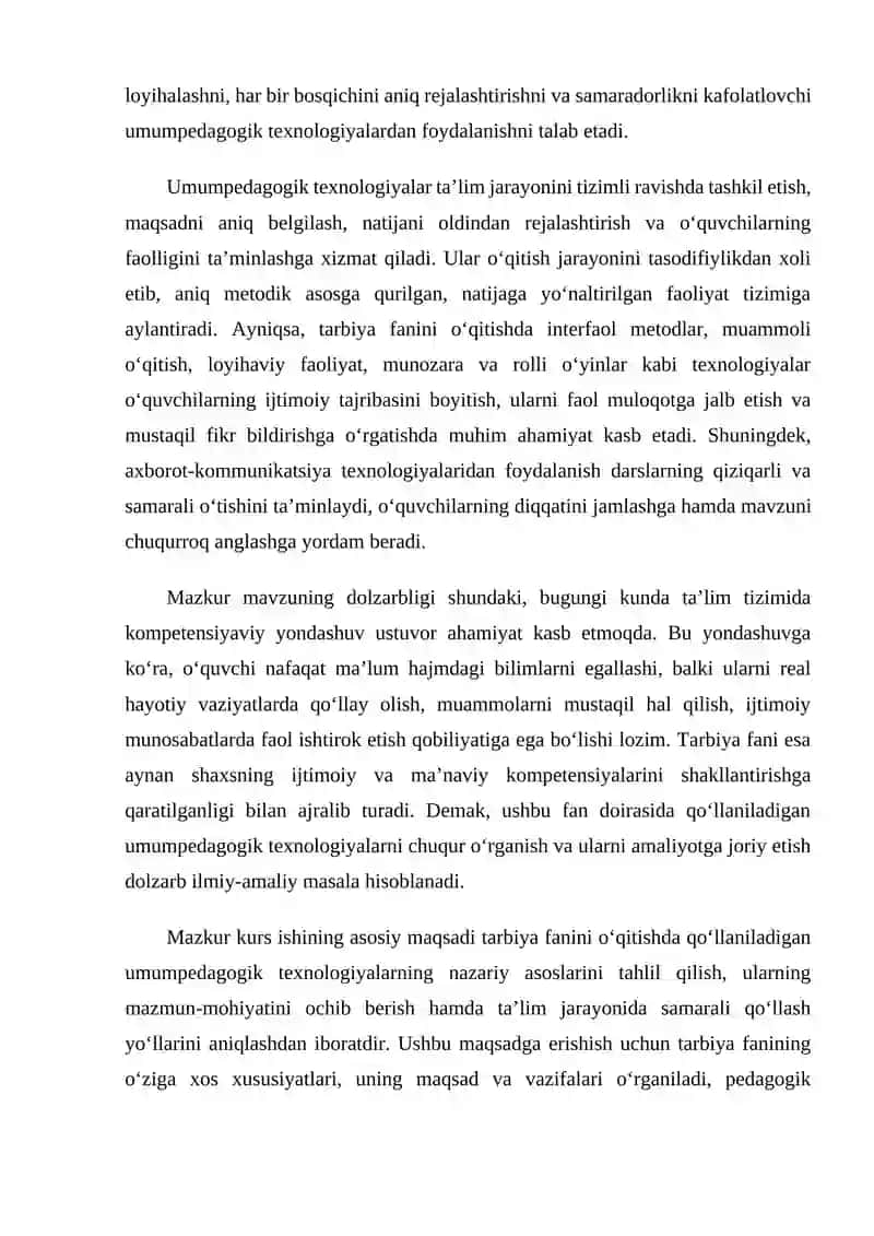 Tarbiya fanini o‘qitishda qo‘llaniladigan umumpedagogik texnologiyalar 4