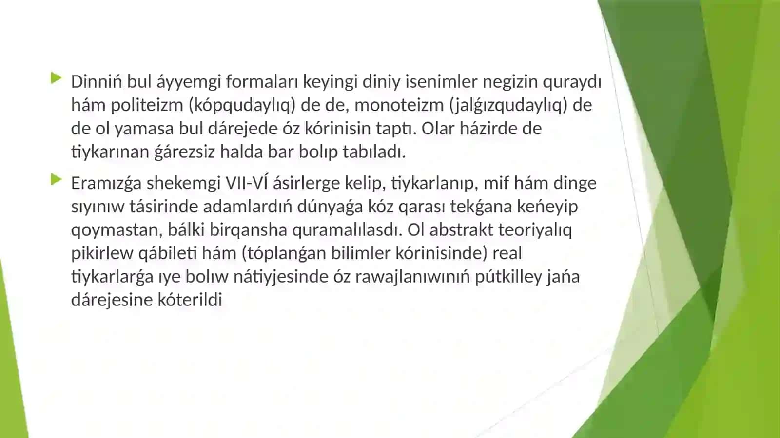 Jáhántáriyxıpáninen Algashqi adamlardin siyiniw iseniminińham dininińpayda bolıwı 4