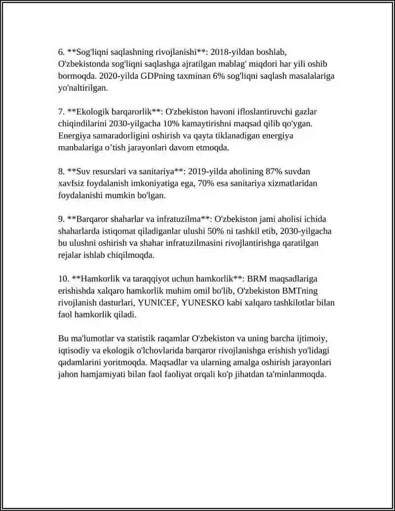 MUSTAQIL ISH Mavzu: O'ZBEKISTONNING BIRLASHGAN MILLATLAR TASHKILOTI BILAN HAMKORLIGI 4