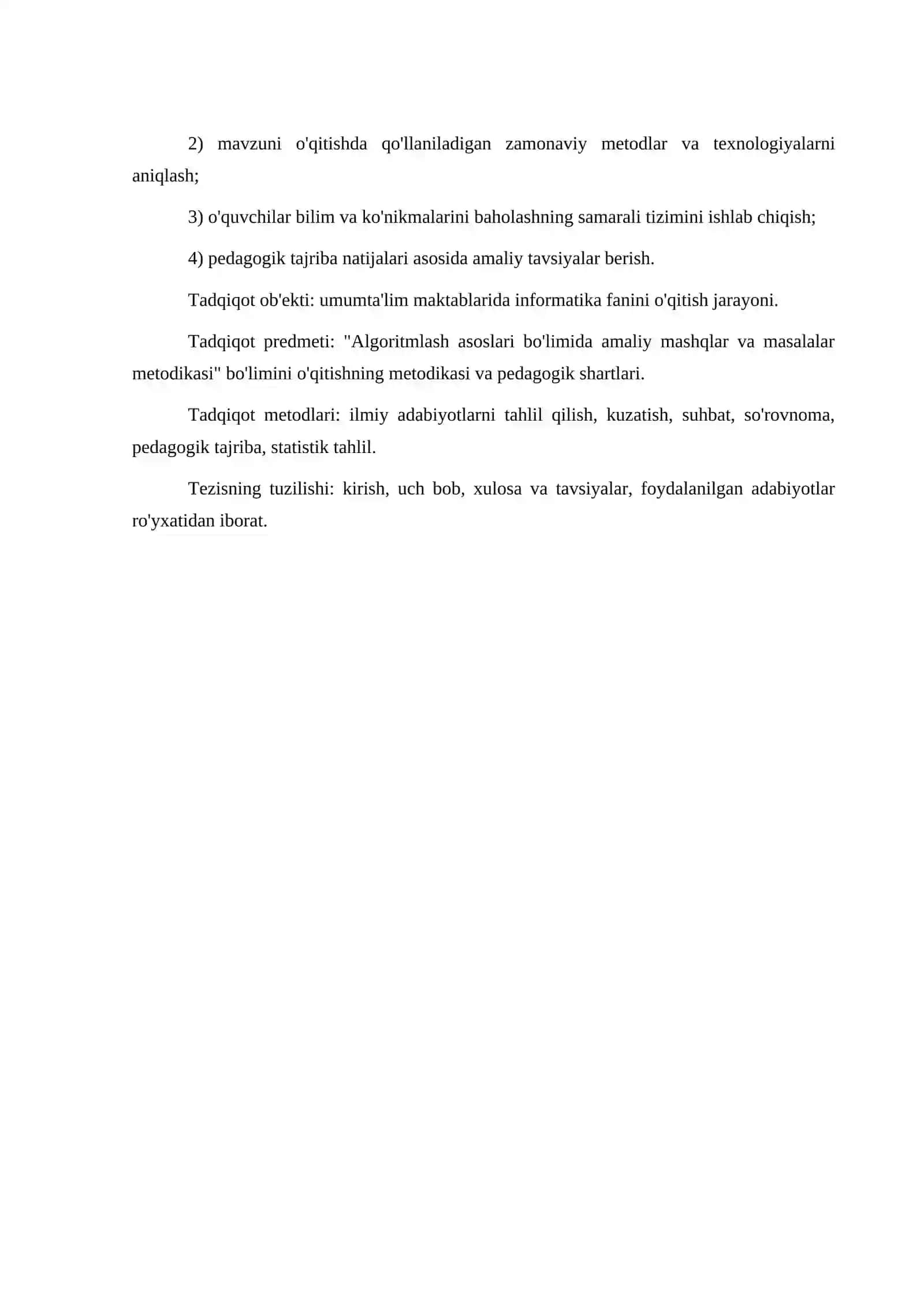 ALGORITHMLASH ASOSLARI BO'LIMIDA AMALIY MASHQLAR VA MASALALAR METODIKASI 4