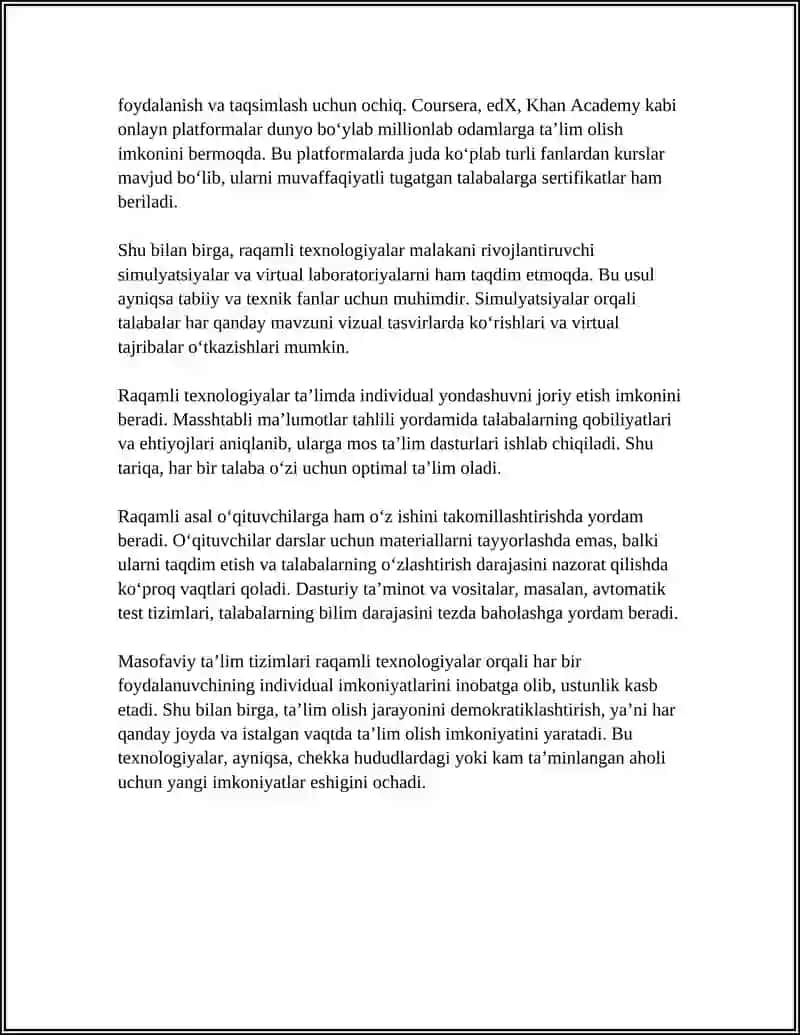 RAQAMLI TEXNOLOGIYALARNING TAʼLIM JARAYONIGA TAʼSIRI 4