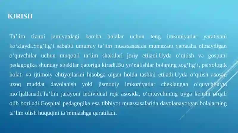 Uydao‘qitish va gospital pedagogika 4