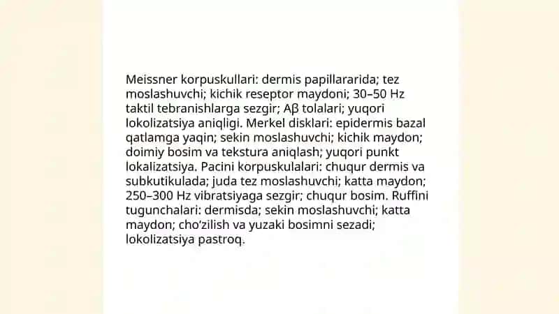 Teri analizatori va sensor retsepsiyaning umumiy tuzilishi 4