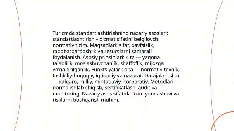 Turizmda xizmatlarni sertifikatlash va standartlash 4
