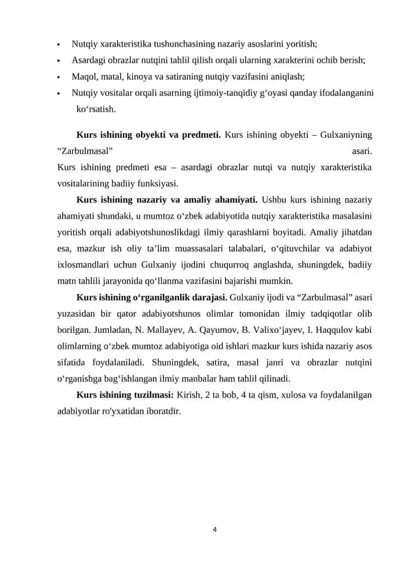 Gulxaniy Zarbulmasalida nutqiy harakteristika. 4