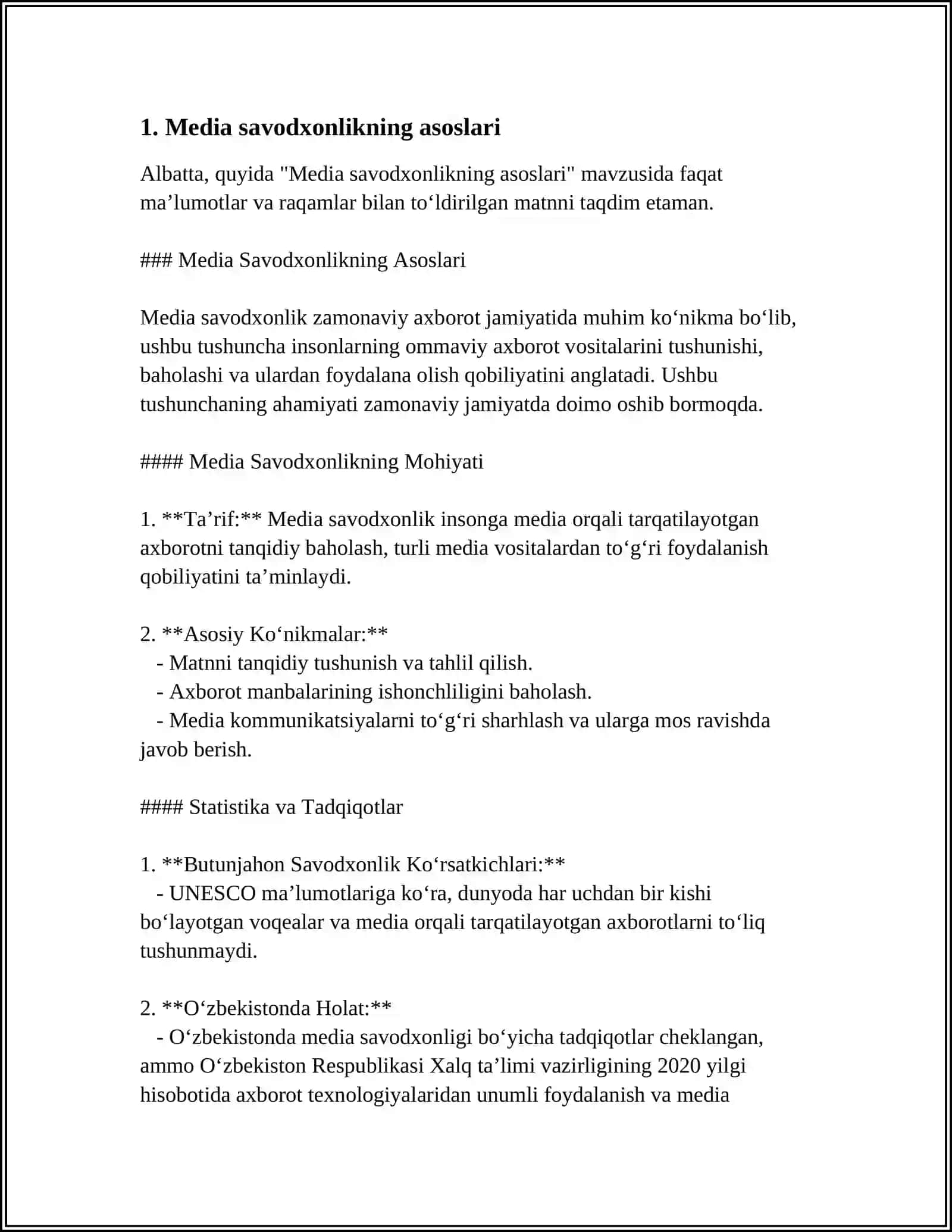 MEDIA SAVODXONLIK VA AXBOROT MADANIYATI KOMMUNIKATIV VOQEA SIFATIDA VA FOYDALANISH USULLARI 4