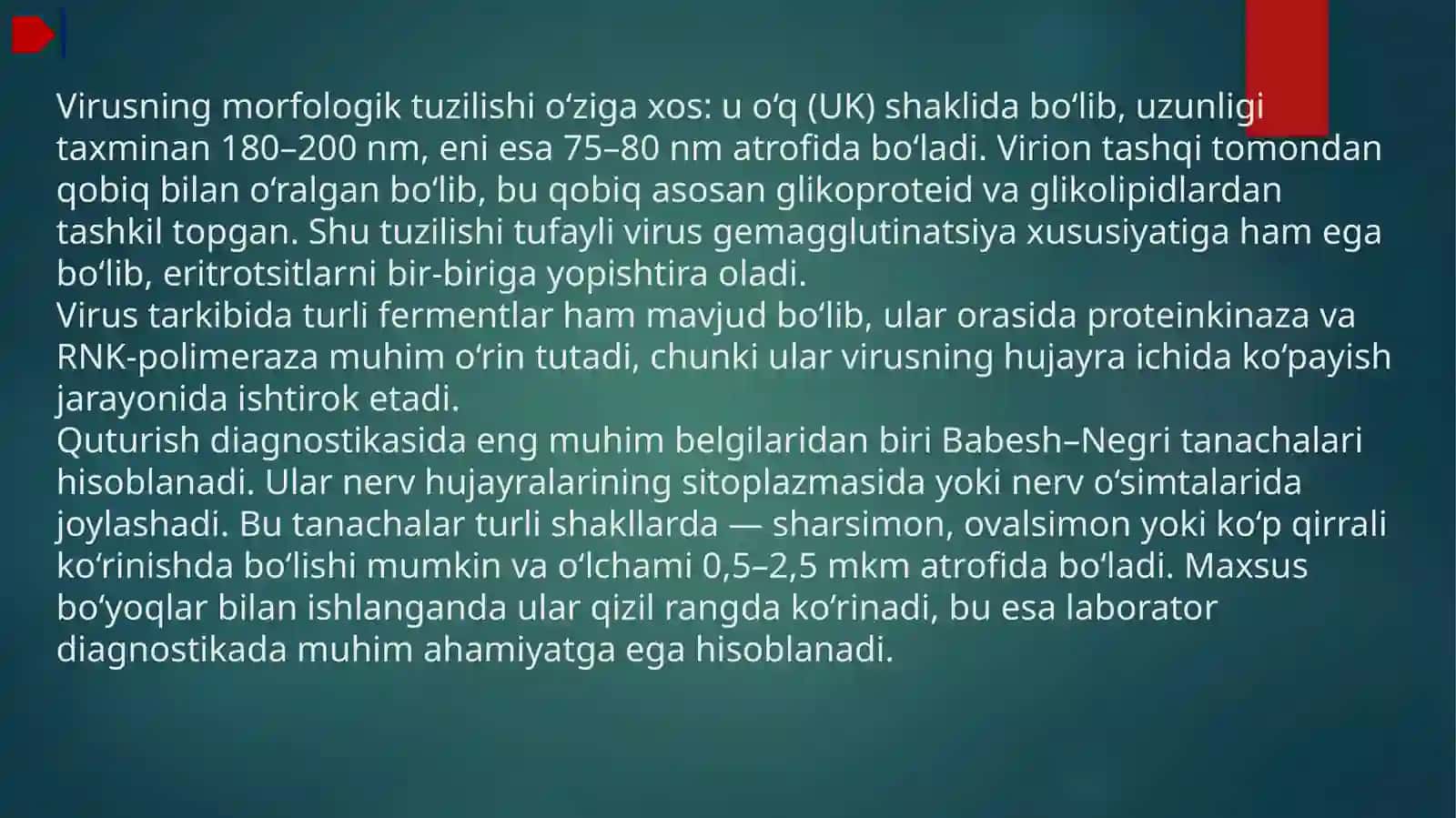 GERPES VIRUSLARI VA RABDOVIRUSLAR. LABARATORIYA TASHXISI VA XARAKTERISTIKASI 4