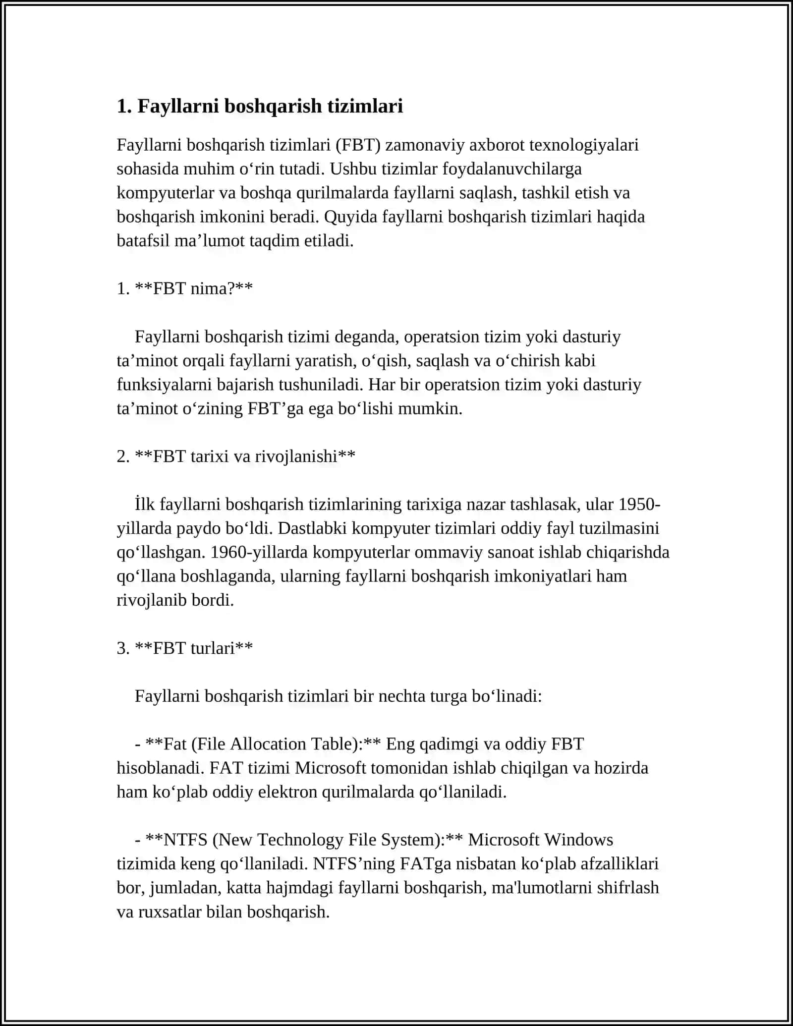 FAYLLAR BILAN ISHLASHNING YANGI USULLARI (I/ O TEXNOLOGIYASI) 4
