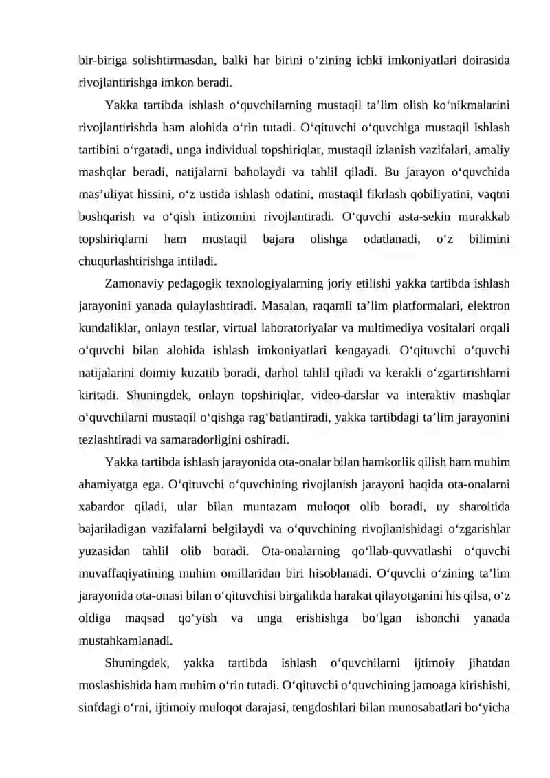O‘quvchilar bilan yakka tartibda ishlar olib borish 4