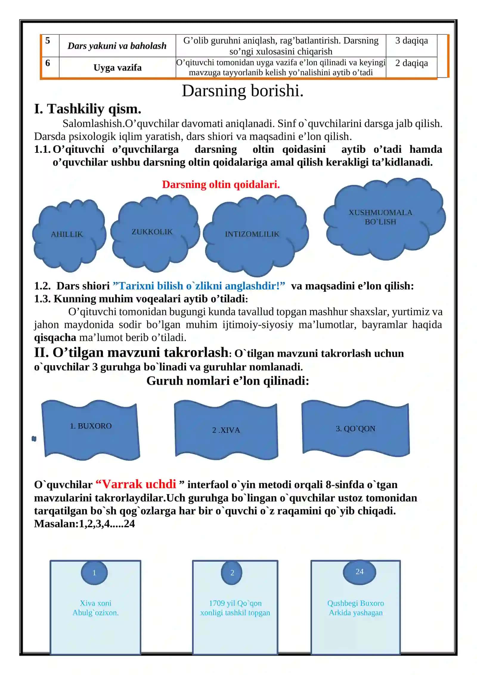 9-sinf O'zbekiston tarixi dars ishlanma. O'rta Osiyo davlatlarining hududi va aholisi 4