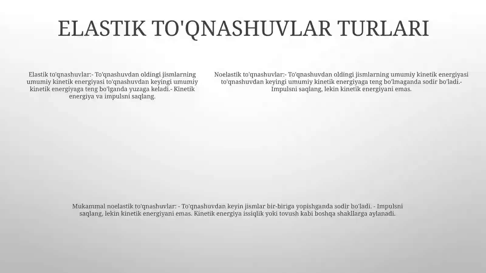 Elastik VaNoelastikTo'Qnashuv 4