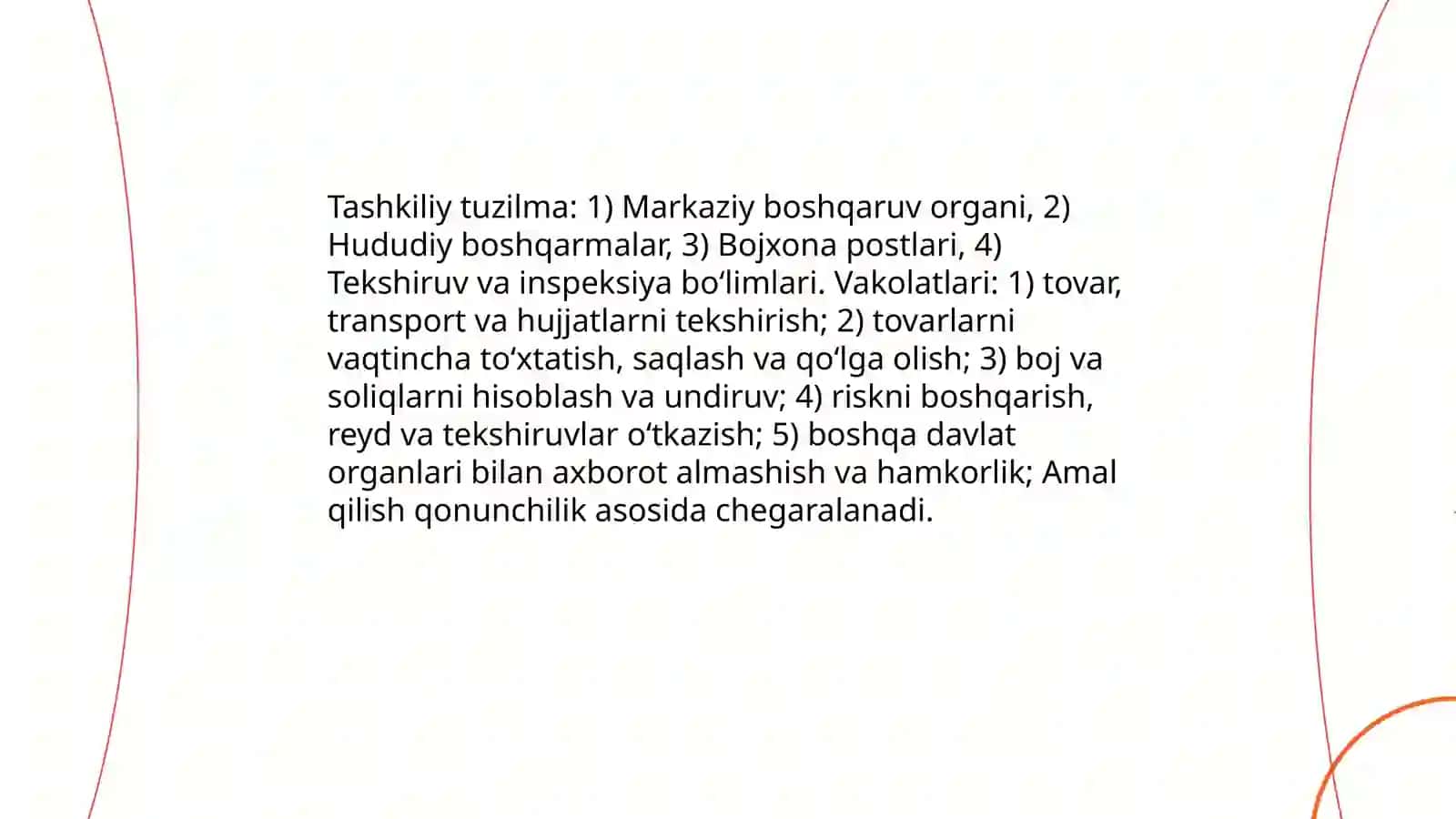 Bojxona xizmati nazoratini tashkil etish 4