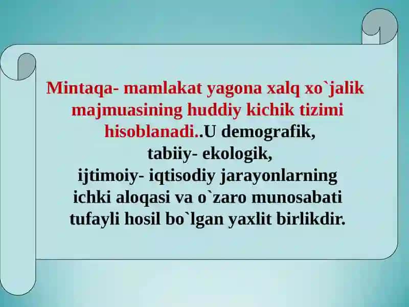 Mintaqaviy Iqtisodiyot fanining predmeti 4