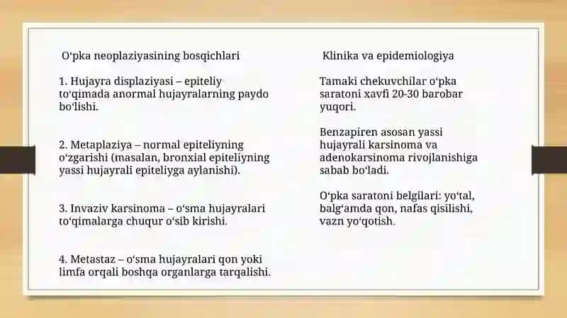 Tamakidagi benzapirenni o’pkada neoplastik jarayonlar rivojlanishidagi ahamiyati 4