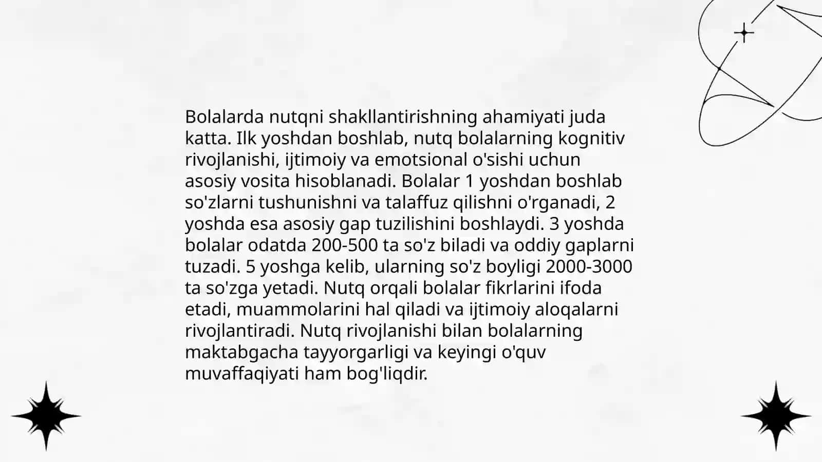 Nutq buzilishi bo'lgan bolalarda nutqni shakllantirish bo'yicha ishlari, psixologiyasi haqida ota onalarga tavsiyalar 4
