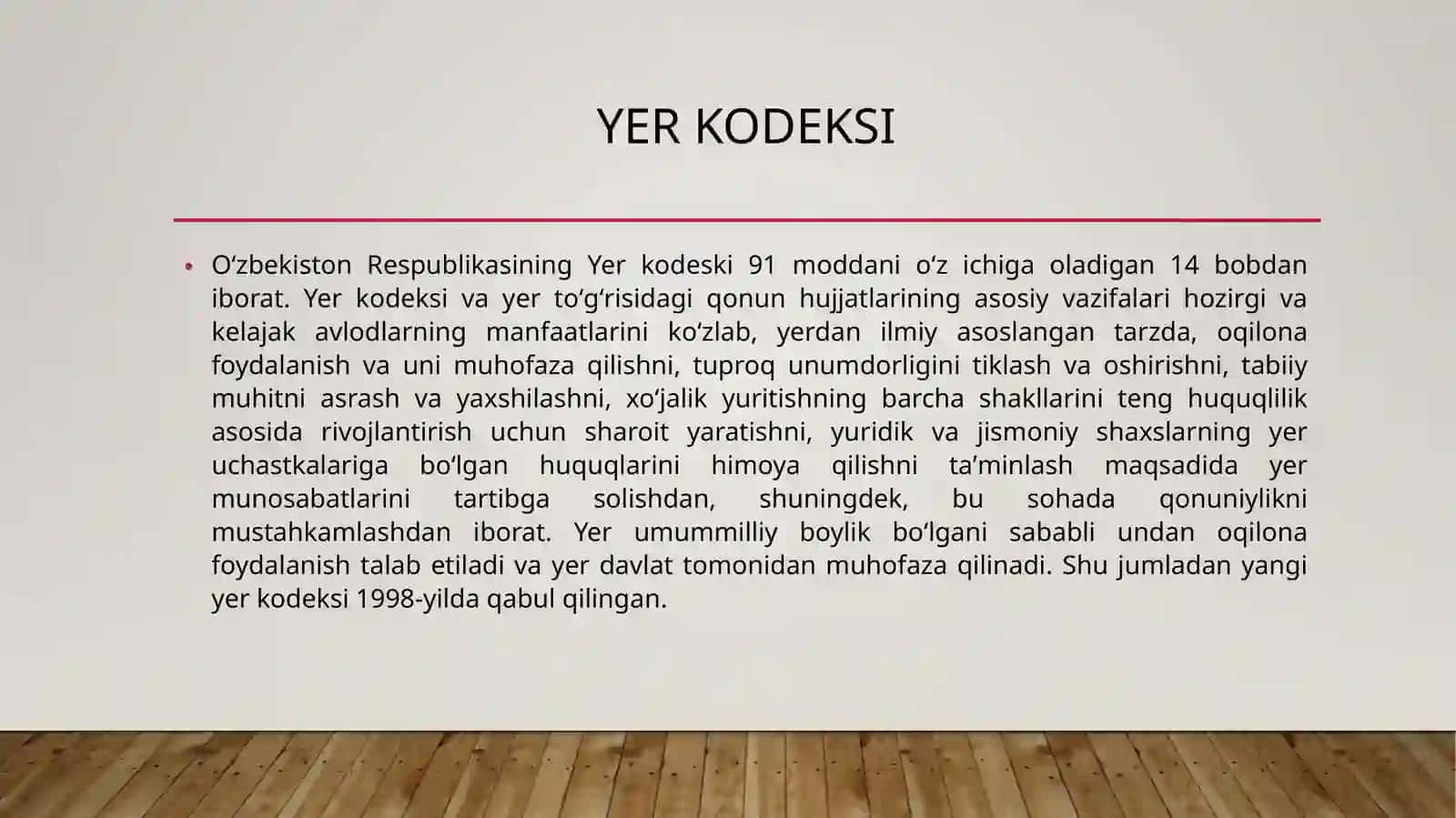 O’ZBEKISTON RESPUBLIKASI YER KODEKSINI OʻRGANISH VA TAHLIL QILISH 4