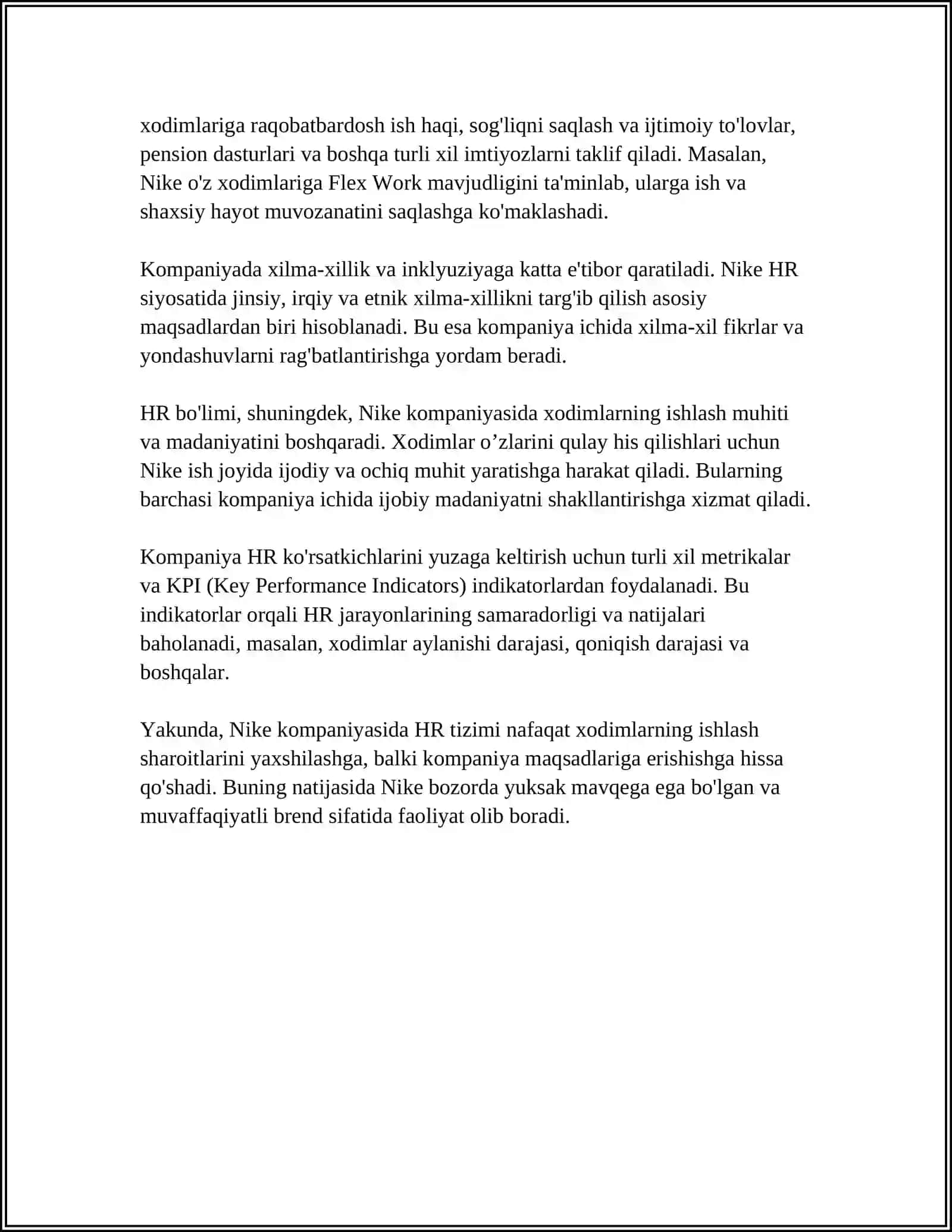 INSON RESURSLARINI BOSHQARISHDA HR TIZIMI. NIKE KOMPANIYASI MISOLIDA 4