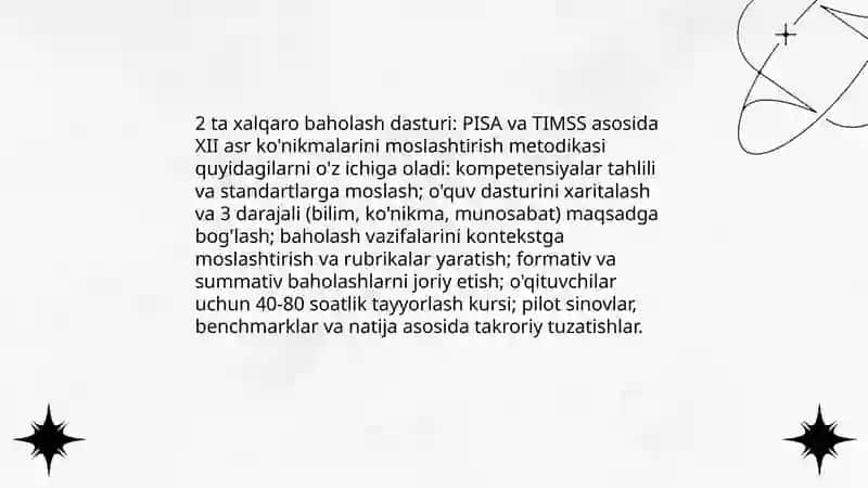 Xalqaro baholash dasturlari asosida XII asr ko'nikmalari 4